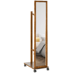 HOMCOM Specchio da Camera e Ingresso con Ripiano Inferiore e Binario, in Legno e Vetro, 35.5x49.5x167.8 cm