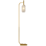 HOMCOM Lampada da Terra Moderna con Paralume in Vetro e Interruttore a Pedale per Lampadine E27, Oro