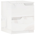 HOMCOM Comodino Moderno in Legno con 2 Cassetti e Design Lucido, 40x40x48 cm, Bianco
