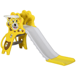 AIYAPLAY Scivolo per Bambini 18-36 Mesi con Canestro da Basket Laterale in PE, 131x50x74 cm, Giallo e Grigio