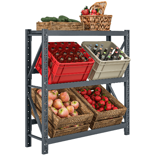 HOMCOM Scaffale per 6 Casse di Bevande Autoportante a 3 Livelli con Ripiani Regolabili, 110x30x110cm, Grigio