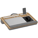 HOMCOM Supporto per Laptop da 15.6" con Tappetino Mouse e Poggia Polsi, Slot per Tablet e Smartphone, Rovere