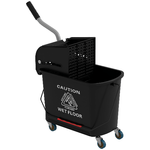 HOMCOM Carrello per Pulizie in Plastica PP da 20L con Secchio e Strizzatore, 60x27x70.5 cm, Nero