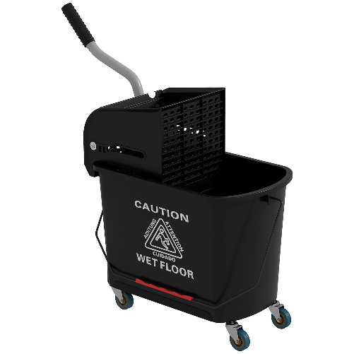HOMCOM Carrello per Pulizie in Plastica PP da 20L con Secchio e Strizzatore, 60x27x70.5 cm, Nero