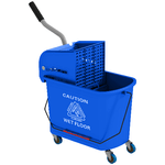 HOMCOM Carrello per Pulizie in Plastica PP da 20L con Secchio e Strizzatore, 60x27x70.5 cm, Blu