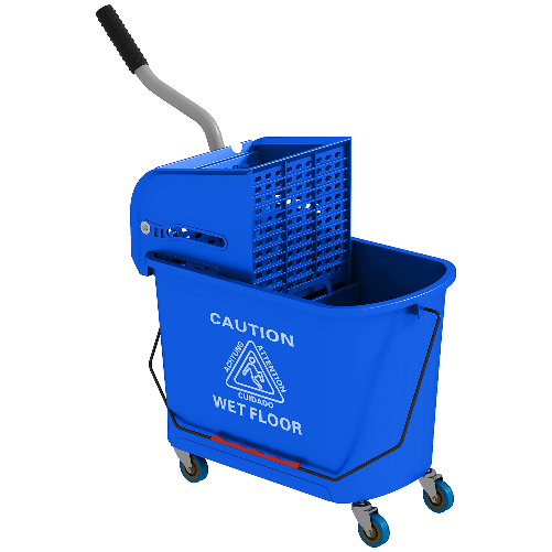 HOMCOM Carrello per Pulizie in Plastica PP da 20L con Secchio e Strizzatore, 60x27x70.5 cm, Blu
