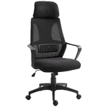 Vinsetto Sedia da Ufficio Reclinabile con Poggiatesta e Supporto Lombare, in Poliestere, 64x55x116-126 cm, Nero