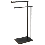 HOMCOM Porta Asciugamani Bagno da Terra Autoportante a 2 Bracci in Metallo, 35.5x20x78cm, Nero