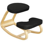 HOMCOM Sedia Inginocchiatoio con Movimento a Dondolo, in Tessuto Effetto Lino e Legno di Betulla, 50x73x55 cm, Nero