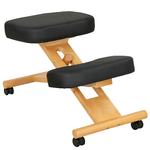 HOMCOM Sedia Ergonomica Posturale con Inginocchiatoio, Altezza Regolabile e Rotelle in Legno, Nero