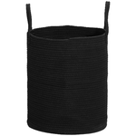 HOMCOM Cesto Portabiancheria da 36L Portatile e Pieghevole con Manici in Cotone Naturale, Ø38x45 cm, Nero