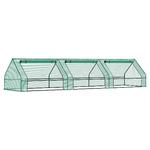 Outsunny Mini Serra per Piante Impermeabile con 3 Ingressi Avvolgibili, in Acciaio e PE, 400x100x80 cm