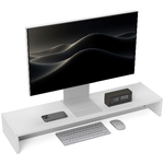 HOMCOM Supporto per Monitor con 2 Vani Contenitore in Legno, 100x27x15 cm, Bianco