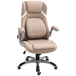 Vinsetto Sedia da Ufficio Reclinabile con Altezza Regolabile in Tessuto, 68x76x109-117 cm, Marrone Chiaro