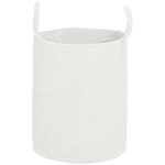 HOMCOM Cesto Portabiancheria da 36L Portatile e Pieghevole con Manici in Cotone Naturale, Ø38x45 cm, Crema