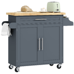 HOMCOM Carrello da Cucina in Legno con Cassetto, Portaspezie e Armadietto, 109x40x89 cm