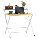HOMCOM Scrivania Pieghevole con Ripiano Rialzato e Gambe a X, in Legno e Acciaio, 86x66x82 cm