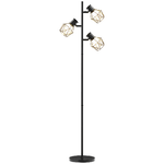 HOMCOM Lampada da Terra 40W con 3 Luci Regolabili e Interruttore a Manopola, in Metallo, 41x28x169 cm