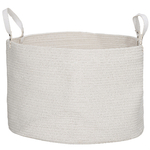 HOMCOM Cesto Portabiancheria da 88L Portatile e Pieghevole con Manici in Cotone Naturale, Ø56x35.5 cm, Crema