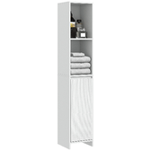 HOMCOM Colonna Bagno Salvaspazio con Armadietto e 2 Vani Aperti, 30x30x160cm, Bianco