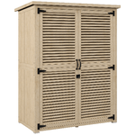 Outsunny Armadio da Esterno Portaoggetti a 2 Ripiani con Picchetti, in Legno di Abete, 127x65x159.5/168 cm