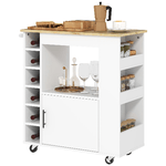 HOMCOM Carrello da Cucina con Ruote, Ripiani, Armadietto e Portabottiglie, 83x40x83 cm, Rovere