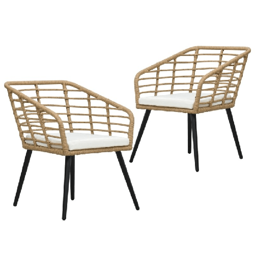 vidaXL-Sedie-da-Giardino-2-pz-con-Cuscini-in-Polyrattan-Rovere