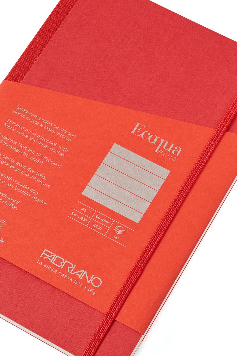 FABRIANO-Taccuino-c-elastico-EcoQua-Plus-cucito-f.to-A5-80-fogli-5mm-artracite-Fabriano