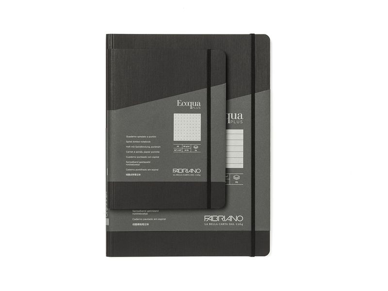 FABRIANO-Taccuino-c-elastico-EcoQua-Plus-cucito-f.to-A5-80-fogli-5mm-artracite-Fabriano