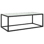 vidaXL-Tavolino-da-Salotto-Nero-con-Vetro-Marmo-Bianco-100x50x35-cm-