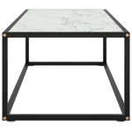 vidaXL-Tavolino-da-Salotto-Nero-con-Vetro-Marmo-Bianco-100x50x35-cm-
