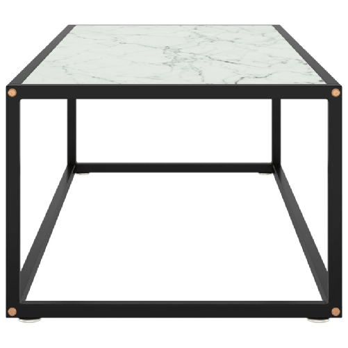 vidaXL-Tavolino-da-Salotto-Nero-con-Vetro-Marmo-Bianco-100x50x35-cm-