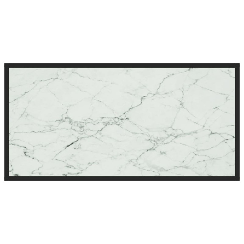 vidaXL-Tavolino-da-Salotto-Nero-con-Vetro-Marmo-Bianco-100x50x35-cm-