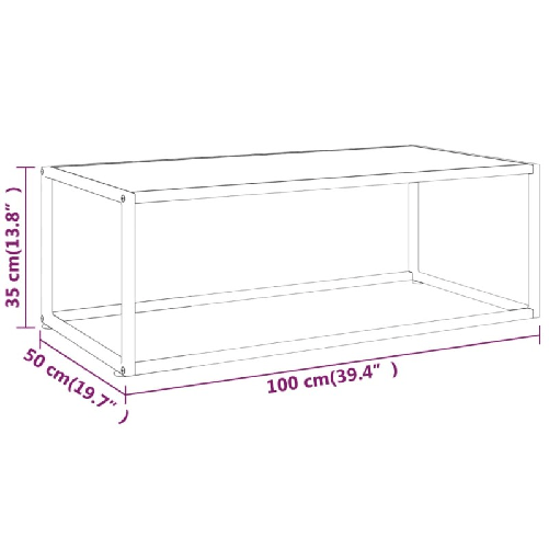 vidaXL-Tavolino-da-Salotto-Nero-con-Vetro-Marmo-Bianco-100x50x35-cm-