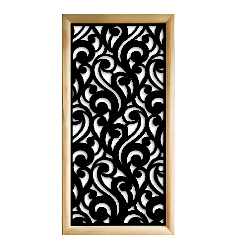 CURL - Moduli Decorativi in Legno e PVC nero / 73x148 cm