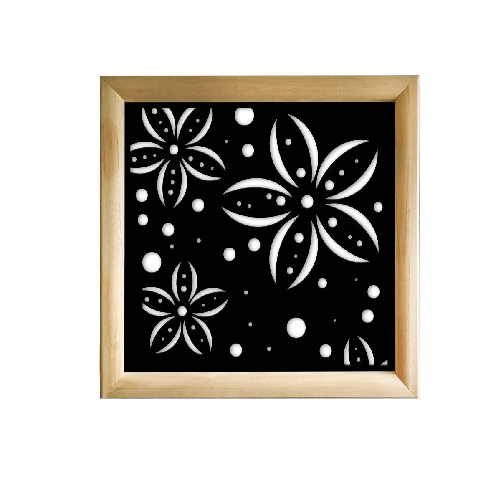 Signorbit FLOWERS - Moduli Decorativi in Legno e PVC nero / 98x98 cm