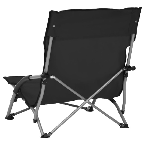 Sedie-da-Spiaggia-Pieghevoli-2-pz-in-Tessuto-Nero