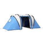 Outsunny Tenda da Campeggio 2 Posti Impermeabile con 2 Stanze Borsa di Trasporto, 220x450x180 cm, Blu