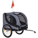 PawHut Rimorchio Bici per Cani Taglia Media con Finestre Laterali e Bandierina, 130x73x90 cm, Grigio e Nero