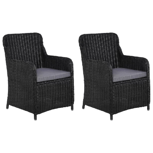 vidaXL-Sedie-da-Esterno-con-Cuscini-2-pz-Polyrattan-Nero--