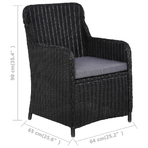 vidaXL-Sedie-da-Esterno-con-Cuscini-2-pz-Polyrattan-Nero--