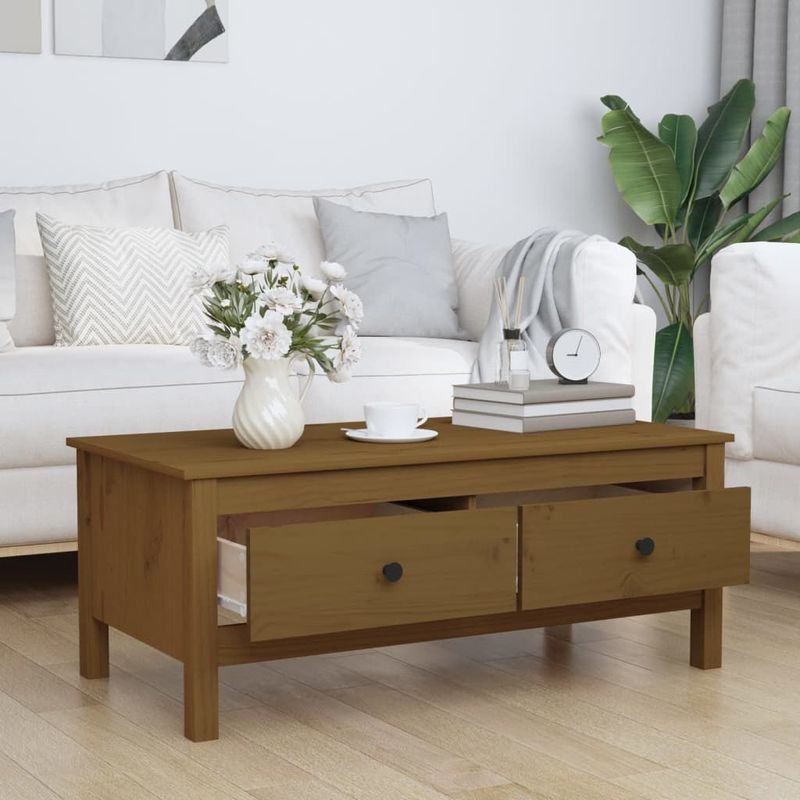 Tavolino-da-Salotto-Miele-100x50x40-cm-Legno-Massello-di-Pino