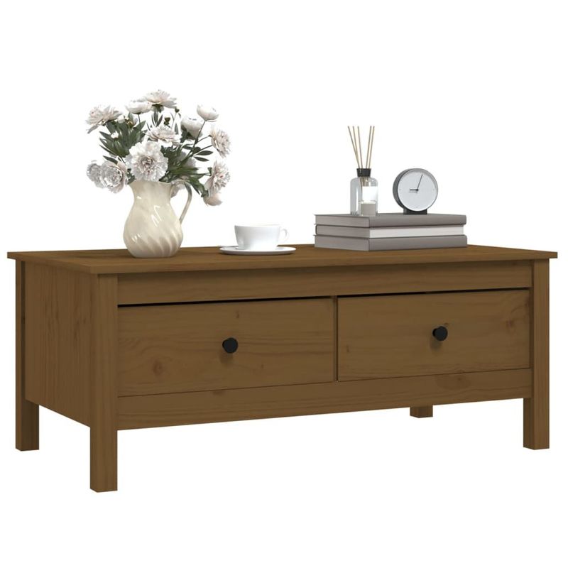Tavolino-da-Salotto-Miele-100x50x40-cm-Legno-Massello-di-Pino