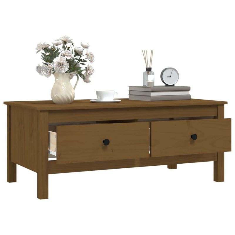 Tavolino-da-Salotto-Miele-100x50x40-cm-Legno-Massello-di-Pino