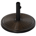 Outsunny Base per Ombrellone in Cemento e Plastica da 14kg con Effetto Rattan Ø48x34cm, Bronzo