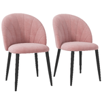 HOMCOM Set 2 Sedie da Pranzo Imbottite Stile Nordico in Metallo e Velluto, 52x54x79cm, Rosa