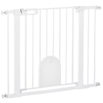 PawHut Cancellino per Cani Regolabile con Porta Piccola e Chiusura Automatica, 75-103x76cm, Bianco