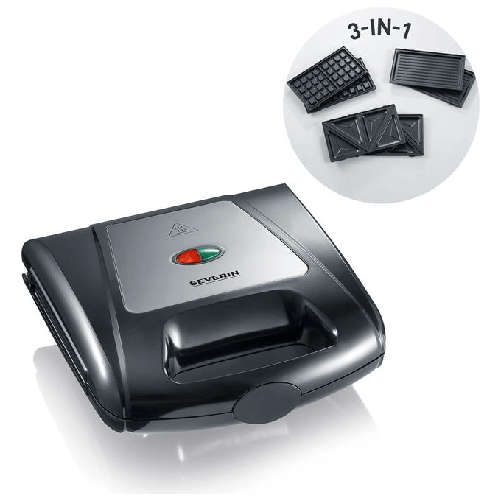 Severin-2968-piastra-per-waffle-2-waffle-1000-W-Nero-Cromo