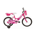 Bicicletta 16 Pollici da Bambina Rosa con Rotelle Pedali Cestino Bici per Bimbe