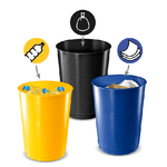 CEP Cestino raccolta differenziata - 40 L - giallo/blu/nero - Cep - set 3 pezzi